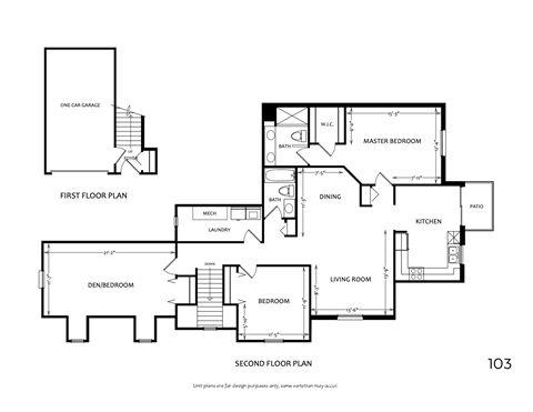 Floor plan for 3 beds, 2 baths, 1697 sqft